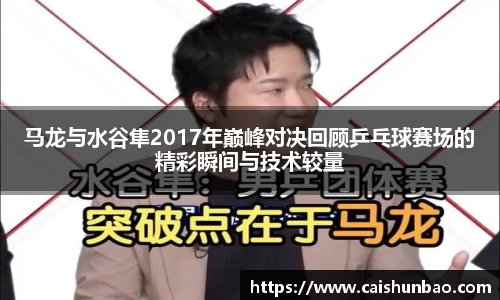 马龙与水谷隼2017年巅峰对决回顾乒乓球赛场的精彩瞬间与技术较量